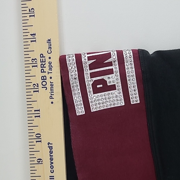 PINK YOGA VICTORIA'S SECRET Black Leggings Bling Rhinestone Logo - Size Small - Picture 12 of 14